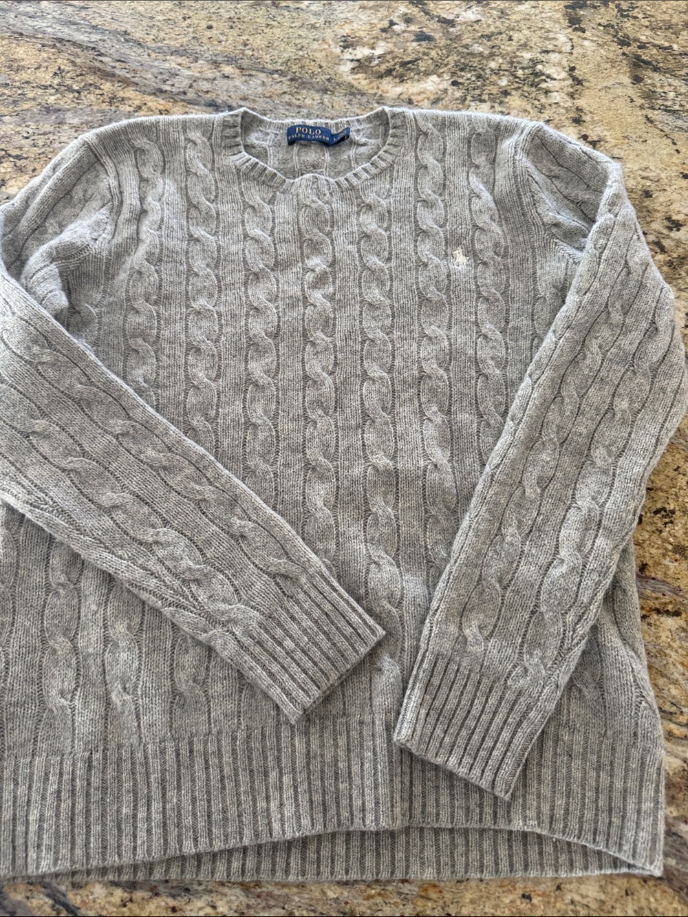 Ralph Lauren women Light Gray Cable-Knit Crewneck Sweater